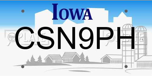 CSN9PH Iowa License Plate