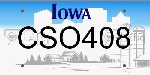 CSO408 Iowa License Plate