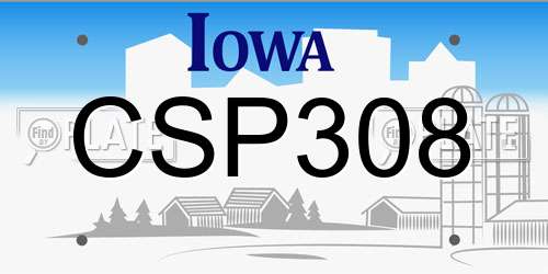 CSP308 Iowa License Plate