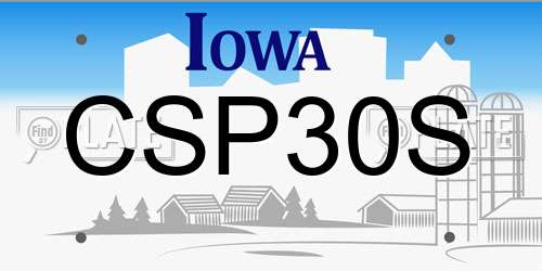 CSP30S Iowa License Plate
