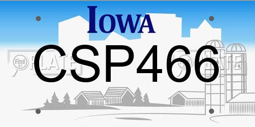 CSP466 Iowa License Plate