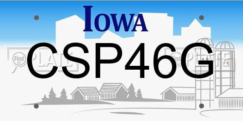 CSP46G Iowa License Plate