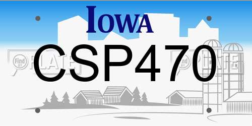 CSP470 Iowa License Plate