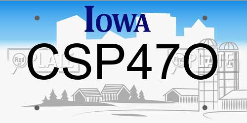 CSP47O Iowa License Plate