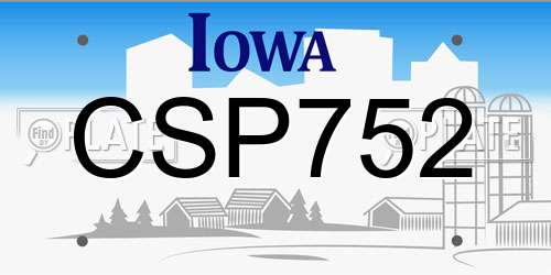 CSP752 Iowa License Plate