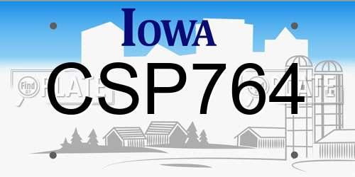 CSP764 Iowa License Plate