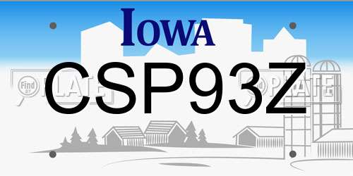 CSP93Z Iowa License Plate