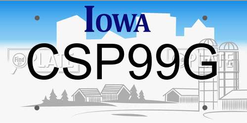 CSP99G Iowa License Plate