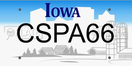 CSPA66 Iowa License Plate