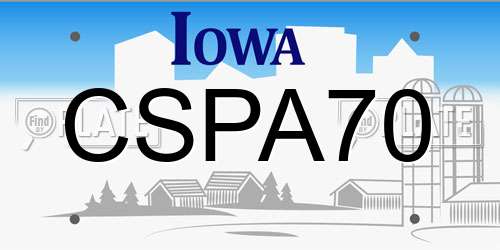 CSPA70 Iowa License Plate