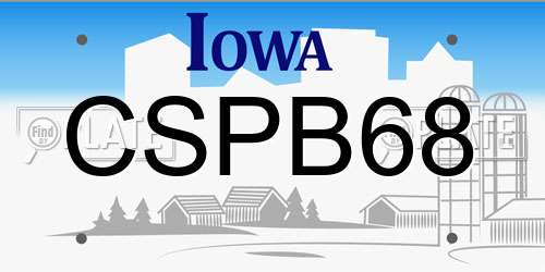 CSPB68 Iowa License Plate