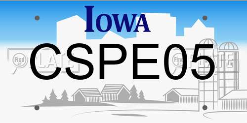 CSPE05 Iowa License Plate