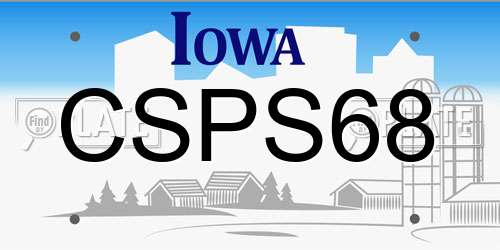 CSPS68 Iowa License Plate