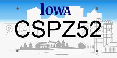 CSPZ52 Iowa License Plate