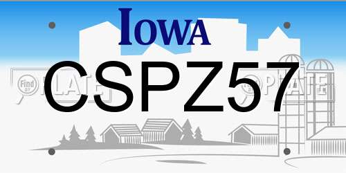 CSPZ57 Iowa License Plate