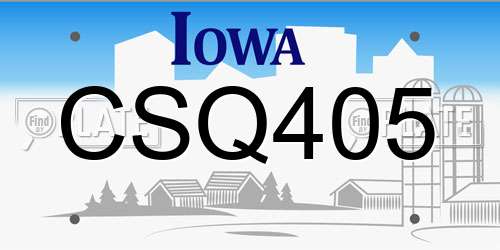CSQ405 Iowa License Plate
