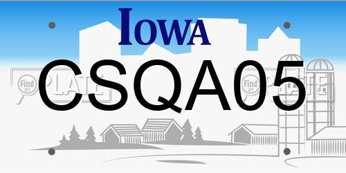 CSQA05 Iowa License Plate