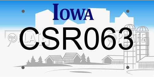 CSR063 Iowa License Plate
