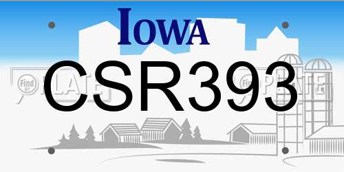 CSR393 Iowa License Plate