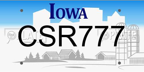 CSR777 Iowa License Plate