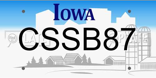 CSSB87 Iowa License Plate