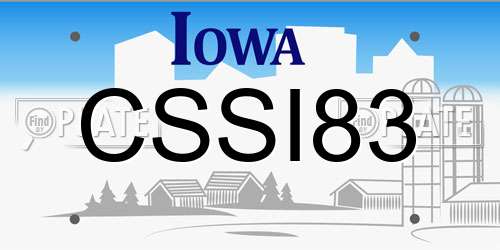 CSSI83 Iowa License Plate