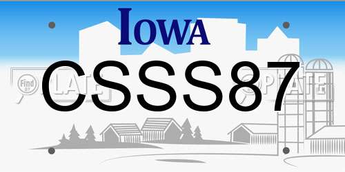 CSSS87 Iowa License Plate