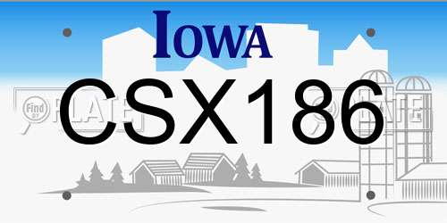 CSX186 Iowa License Plate