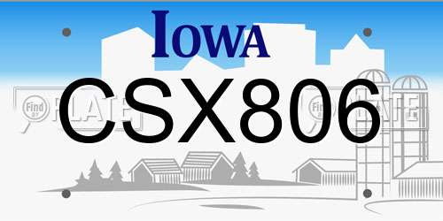 CSX806 Iowa License Plate