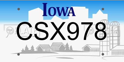 CSX978 Iowa License Plate