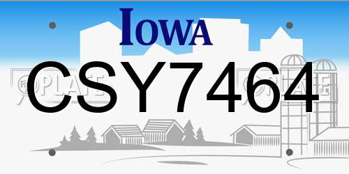 CSY7464 Iowa License Plate