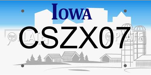 CSZX07 Iowa License Plate