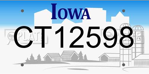 CT12598 Iowa License Plate