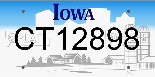 CT12898 Iowa License Plate