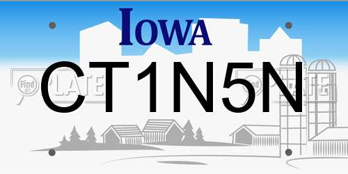 CT1N5N Iowa License Plate