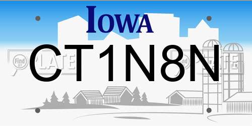 CT1N8N Iowa License Plate