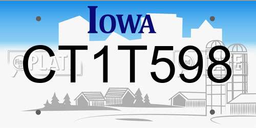 CT1T598 Iowa License Plate