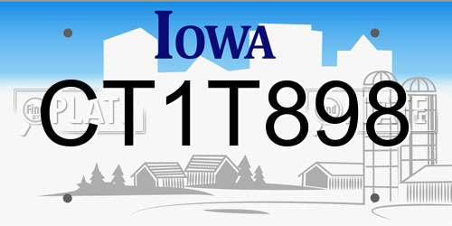 CT1T898 Iowa License Plate