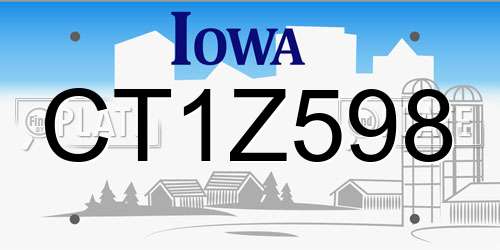 CT1Z598 Iowa License Plate