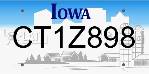 CT1Z898 Iowa License Plate