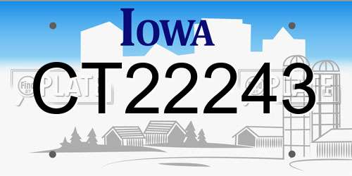 CT22243 Iowa License Plate