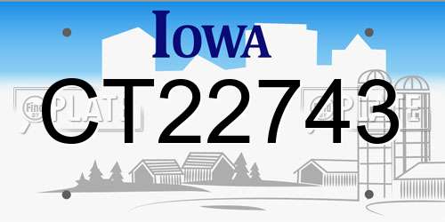 CT22743 Iowa License Plate