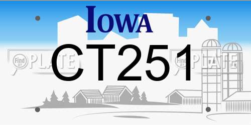 CT251 Iowa License Plate