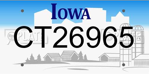 CT26965 Iowa License Plate