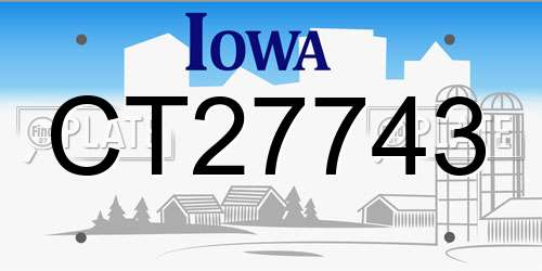 CT27743 Iowa License Plate