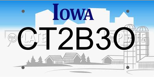 CT2B3O Iowa License Plate