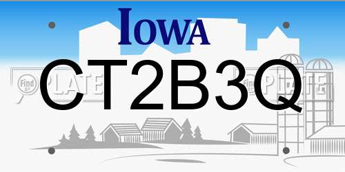 CT2B3Q Iowa License Plate