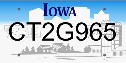 CT2G965 Iowa License Plate