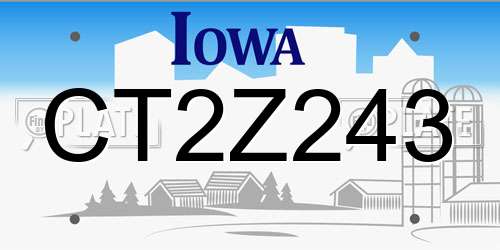 CT2Z243 Iowa License Plate