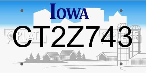 CT2Z743 Iowa License Plate